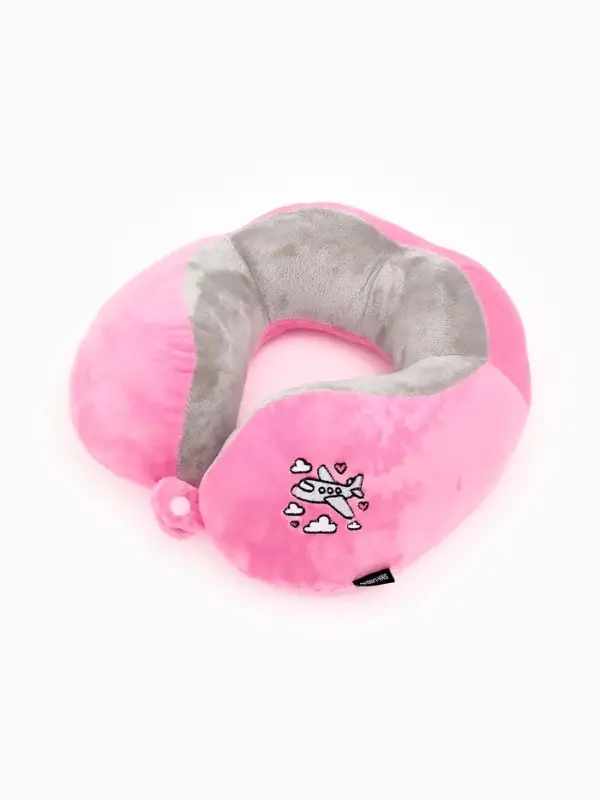 Подушка для путешествий бархатная формовая Подушка для путешествий бархатная формовая "Самолет", розовая