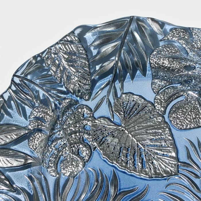 Тарелка стеклянная «Арабис», d=21,5 см, цвет голубой Тарелка стеклянная «Арабис», d=21,5 см, цвет голубой