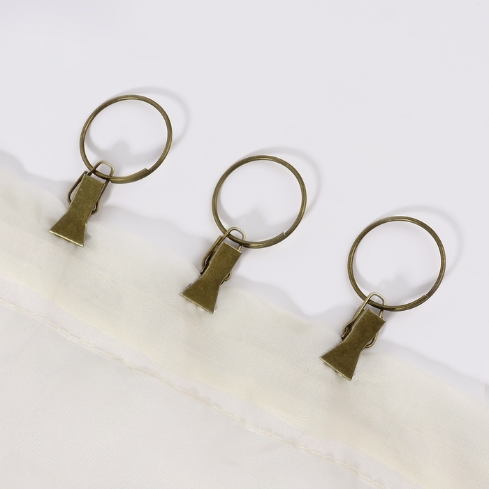 Кольцо для карниза, с зажимом, d = 30/33 мм, 20 шт, цвет бронзовый Кольцо для карниза, с зажимом, d = 30/33 мм, 20 шт, цвет бронзовый