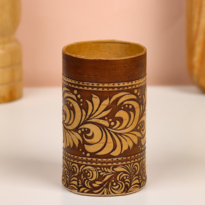 Набор стопок «Медведь», 4 шт, в футляре, 4,5×4,5×9 см, береста Набор стопок «Медведь», 4 шт, в футляре, 4,5×4,5×9 см, береста