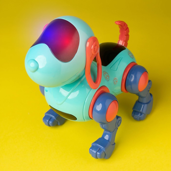 Робот-собака IQ DOG, световые и звуковые эффекты, русские песенки, работает от батареек, цвет голубой Робот-собака IQ DOG, световые и звуковые эффекты, русские песенки, работает от батареек, цвет голубой
