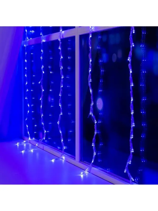 Гирлянда &laquo;Водопад&raquo; 2&times;1.5 м, IP20, прозрачная нить, 400 LED, свечение синее, 8 режимов, 220 В
