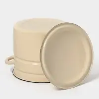 Кастрюля эмалированная, 10 л, d=26.5 см, с крышкой, без декора, цвет слоновой кости