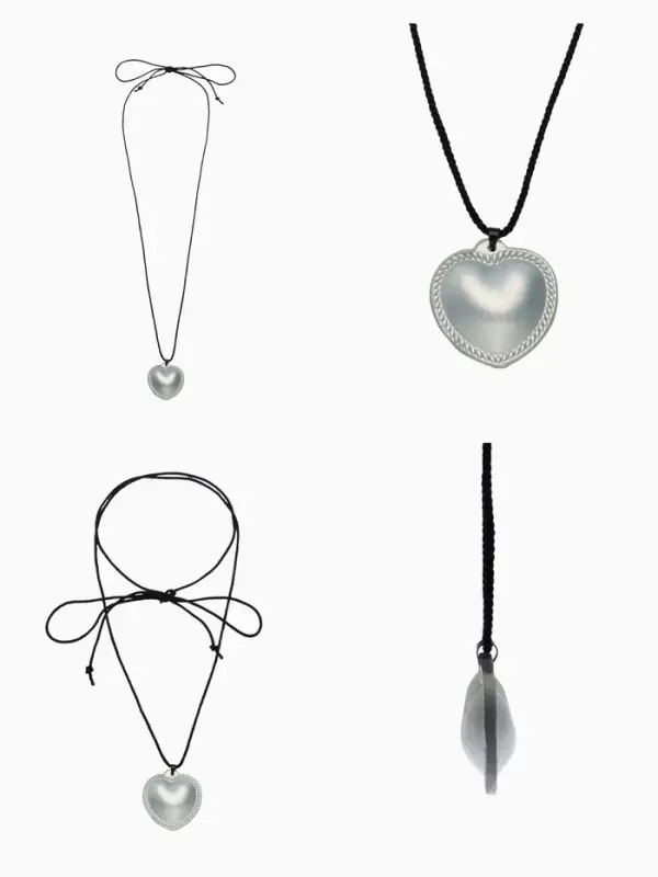 Чокер/кулон на шнурке &laquo;Сердечко&raquo;, кожа, трансформер, цвет серебро, 150 см
