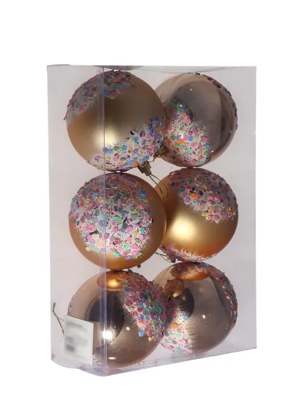 Ёлочные игрушки &laquo;Новогодний восторг&raquo;, шары новогодние, d=10 см, набор 6 шт., золото