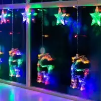 Гирлянда &laquo;Бахрома&raquo; 2.4&times;0.9 м с насадками &laquo;Олень&raquo;, IP20, прозрачная нить, 138 LED, свечение мульти, 8 режимов, 220 В