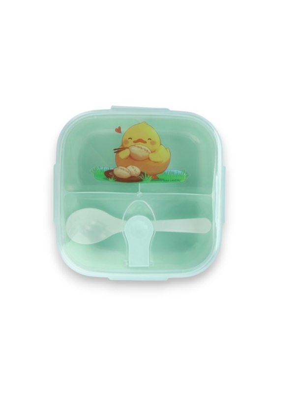 Ланч-бокс с клапаном, 3 секции, "Цыпленок", 14 х 14 х 5 см