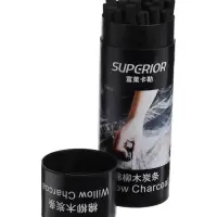 Уголь натуральный 20 штук, d=5-7 мм, в картонном тубусе, черный