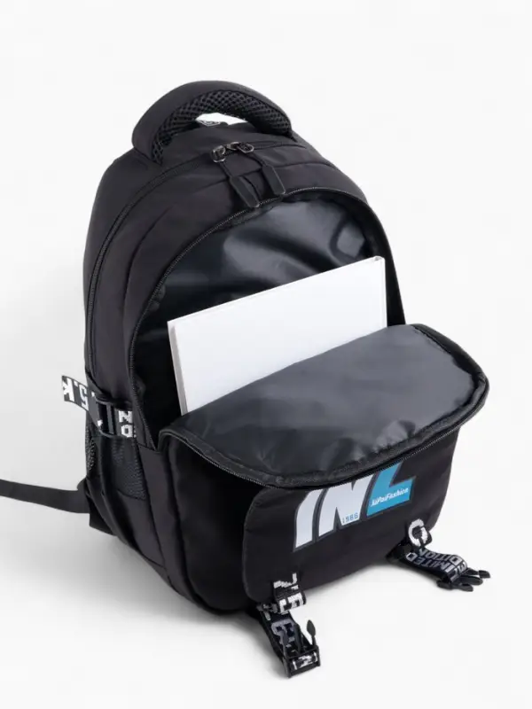 Рюкзак школьный на молнии, с карманами, принтом, размер 28×11×41 см, чёрный/голубой/белый Рюкзак школьный на молнии, с карманами, принтом, размер 28×11×41 см, чёрный/голубой/белый