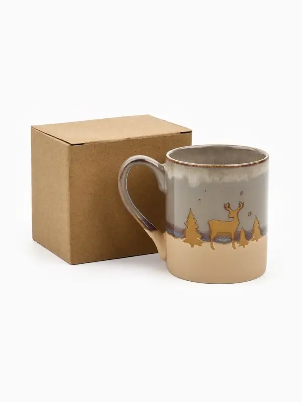 Кружка новогодняя керамическая &laquo;Новогодний лес&raquo;, 350 мл, ручная работа