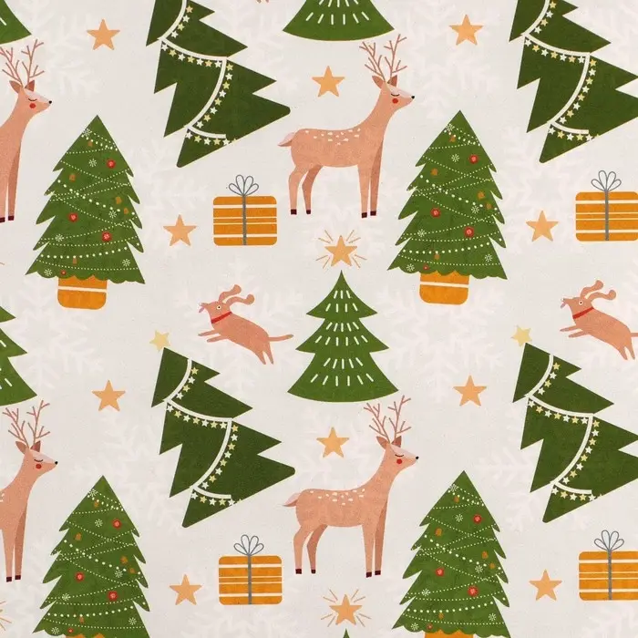 Упаковочная бумага глянцевая двухсторонняя «Новогодний лес», 70 х 100 см