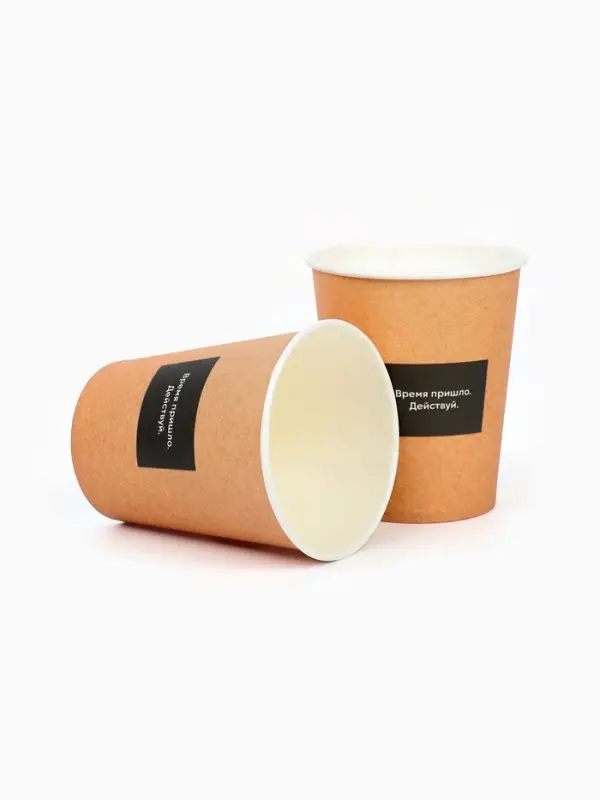 МП Набор стаканов одноразовых бумажных для кофе "Действуй", под крафт, 10 шт, 250 мл