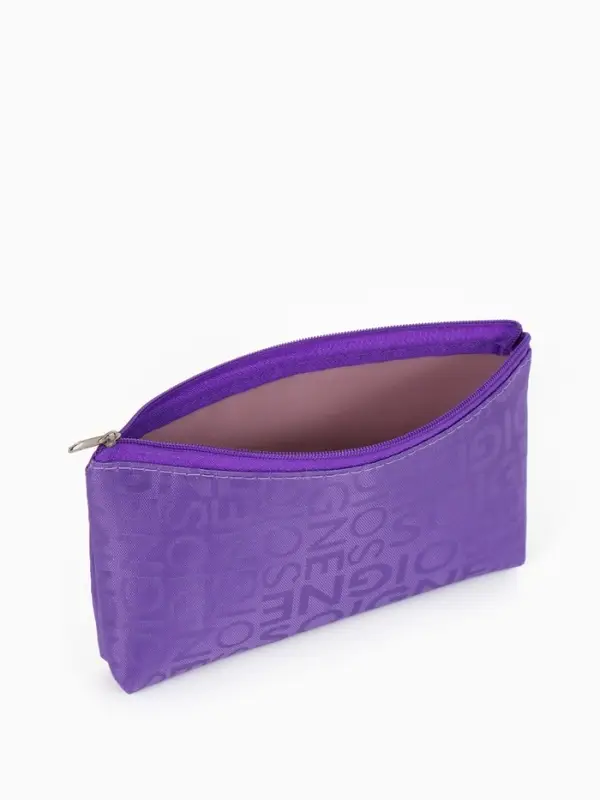 Косметичка - пенал на молнии, маленькая, с буквами, фиолетовая