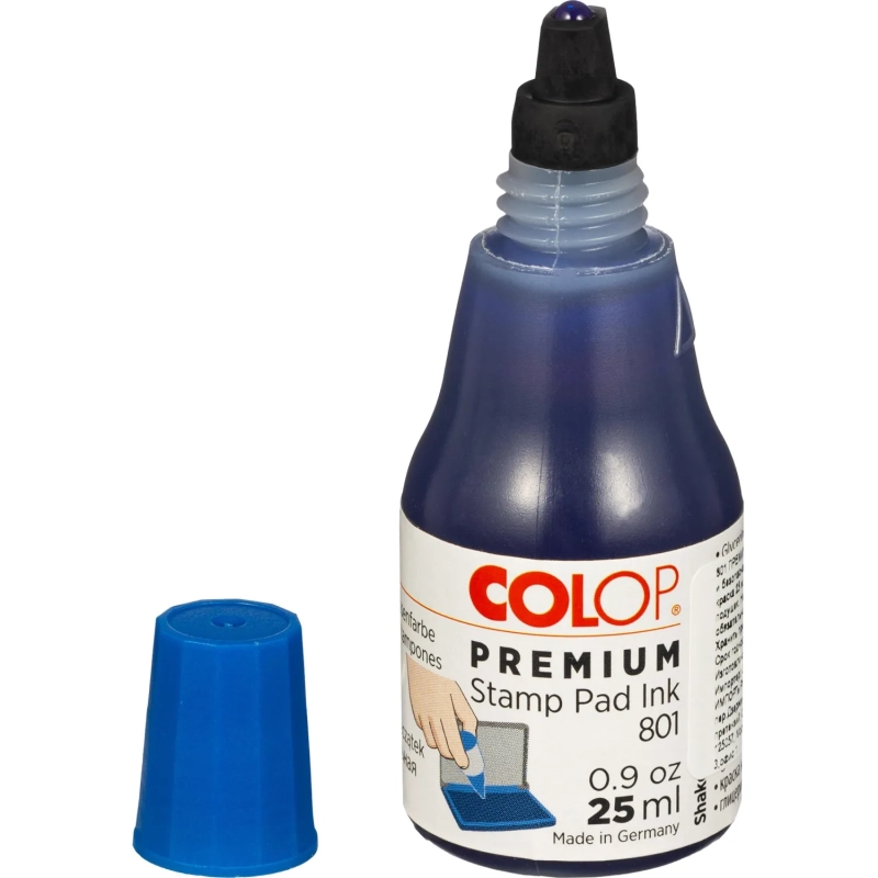 Краска штемпельная 801 Premium водно-глиц осн,син,25мл Colop пр-во Германия