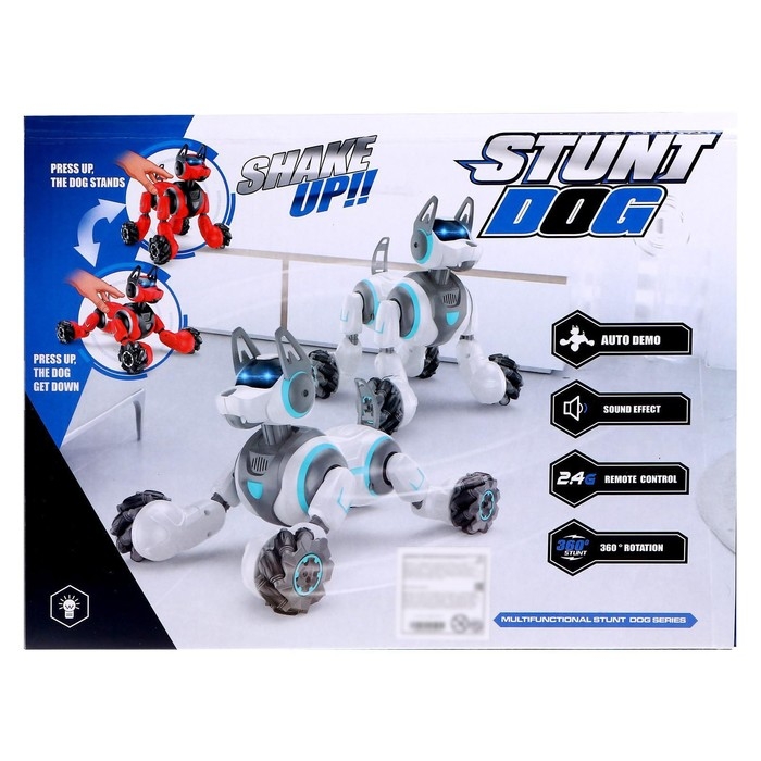 Робот-собака Stunt, на пульте управления, интерактивный, звуковые и световые эффекты, работает от аккумулятора, цвет чёрный