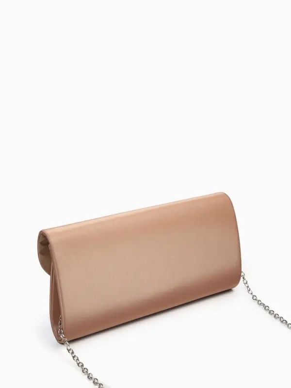 Сумка-клатч женская вечерняя на магните, на цепочке, однотонная, бежевая