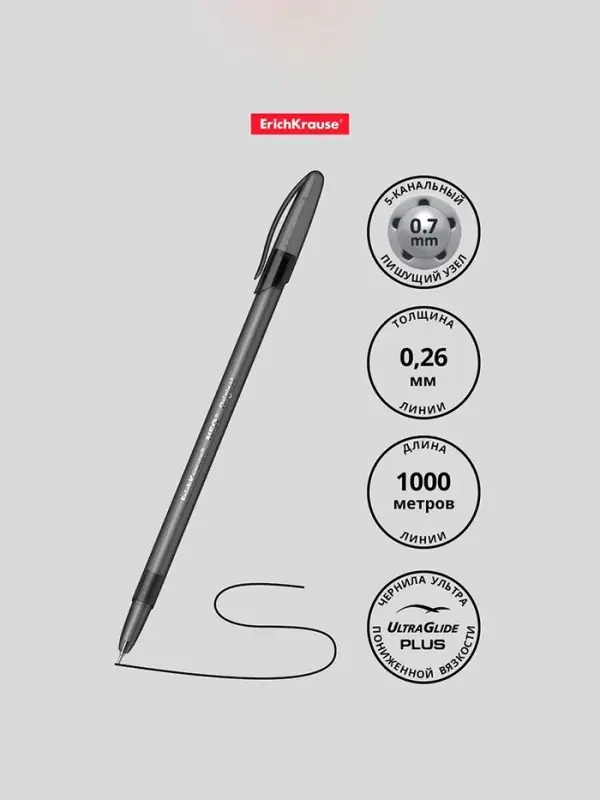 Ручка шариковая ErichKrause Neo Original, игольчатый узел 0.7 мм, чернила чёрные, супермягкое письмо, длина линии письма 1000 метров Ручка шариковая ErichKrause Neo Original, игольчатый узел 0.7 мм, чернила чёрные, супермягкое письмо, длина линии письма 1000 метров
