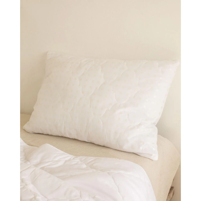 Подушка Luscan 50х70, стеганная, (иск. лебяжий пух/тик ПЭ), белые шашечки