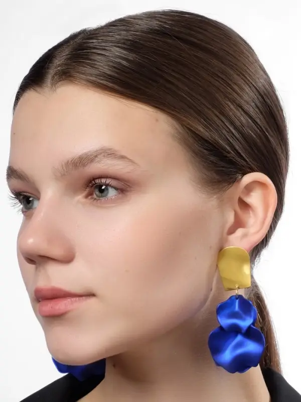 Серьги ассорти &laquo;Ветер&raquo;, неровность, цвет сине-золотой