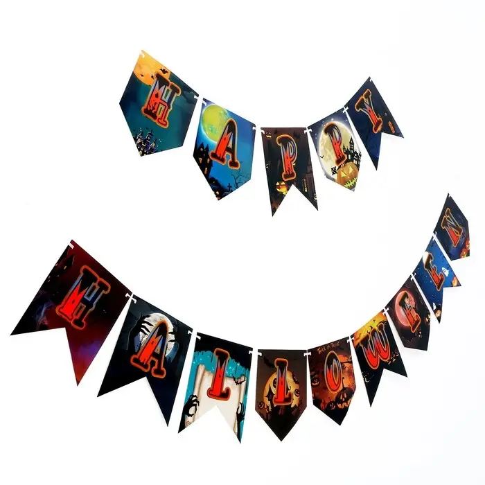 Гирлянда бумажная «Хэллоуин», 14 флажков Гирлянда бумажная «Хэллоуин», 14 флажков