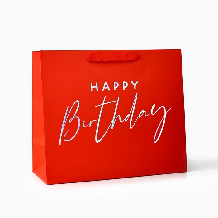 Пакет подарочный Happy Birthday, голография, ML 27 х 11.5 х 23 см Пакет подарочный Happy Birthday, голография, ML 27 х 11.5 х 23 см