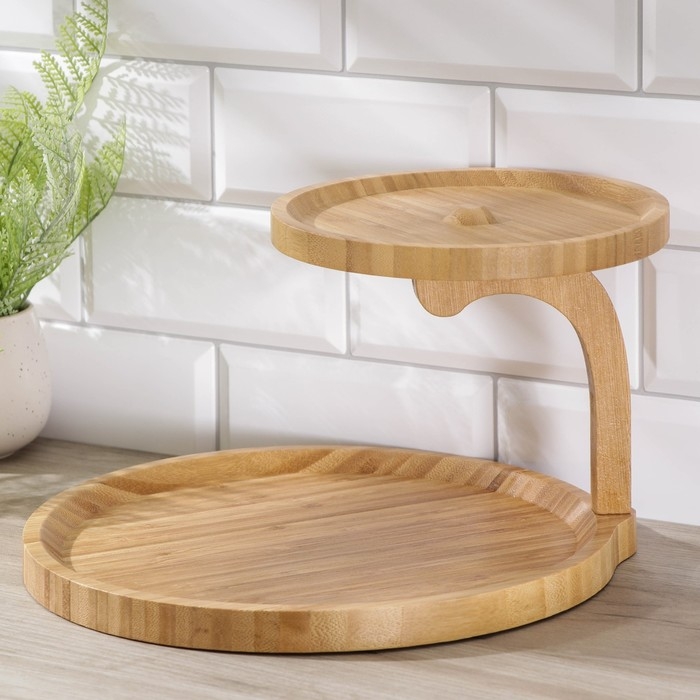 Менажница Доляна «Бамбук», 2 яруса, 29×19,5 см, бамбук Менажница Доляна «Бамбук», 2 яруса, 29×19,5 см, бамбук