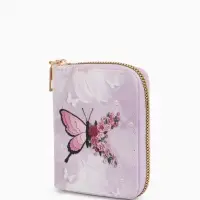 Кошелёк женский на молнии, 8.5&times;2.5&times;10.5 см, розовый