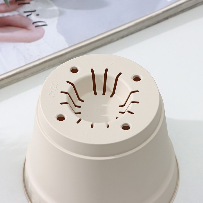 Горшок для цветов с поддоном Mint, 700 мл, d=12 см, h=9,4 см, цвет светло-бежевый Горшок для цветов с поддоном Mint, 700 мл, d=12 см, h=9,4 см, цвет светло-бежевый