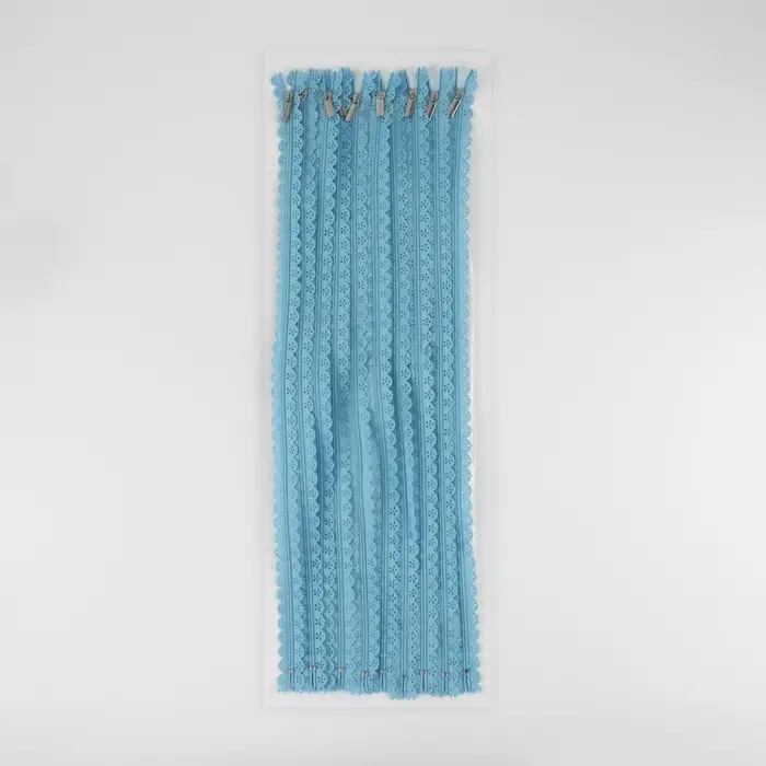 Молния «Спираль», №3, неразъёмная, ажурная, замок автомат, 50 см, голубая