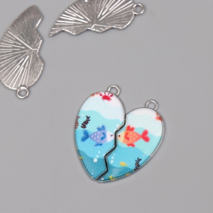 Декор для творчества металл, эмаль Декор для творчества металл, эмаль "Влюблённые рыбки" набор 2 шт 3х2,8 см