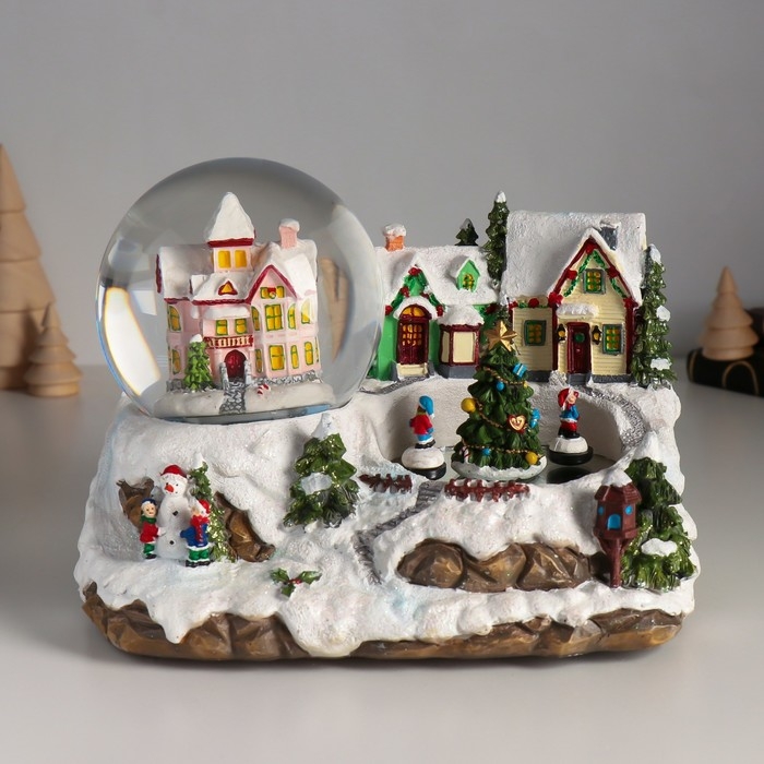 Сувенир полистоун водяной шар музыка, свет Сувенир полистоун водяной шар музыка, свет "Ёлка на катке" крутится d=10 см 22х15,5х15,5 см 103344