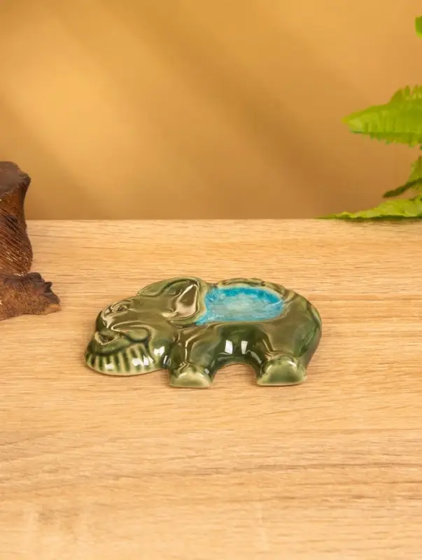 Подставка под благовония  Подставка под благовония "Слон" керамика, цв. зелёный, 8х6,5х1 см