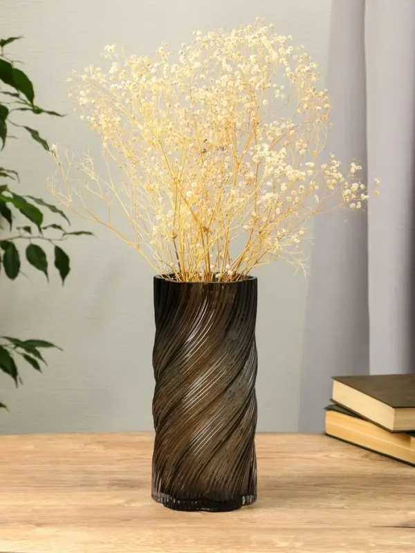 Ваза стекло настольная  Ваза стекло настольная "Бриджит" 24х11 см, серый