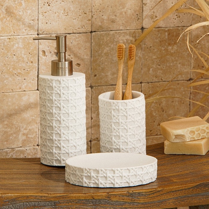 Аксессуары для ванной SL Home, 3 предмета: дозатор, мыльница, стакан Аксессуары для ванной SL Home, 3 предмета: дозатор, мыльница, стакан