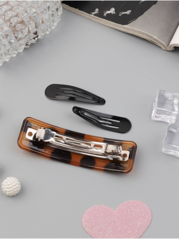 Набор для волос "Флоренс лео" (4 резинки 6,5см, автомат 9см, 2 невидимки 4,5см) чёрн коричн   106915