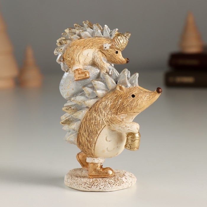 Сувенир полистоун  Сувенир полистоун "Ёжики с золотым мешком" 7х4,5х11 см