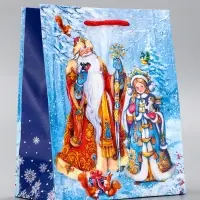 Пакет подарочный новогодний ламинированный, «Дед Мороз и Снегурочка» , 18×10×22.3 см Пакет подарочный новогодний ламинированный, «Дед Мороз и Снегурочка» , 18×10×22.3 см