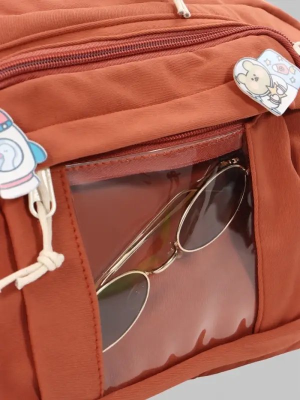 Сумка молодёжная на молнии, со значками, 23&times;5.5&times;16 см, рыжая