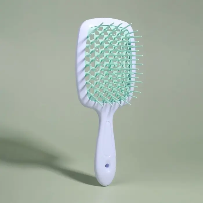 Расчёска массажная, широкая, вентилируемая, 8.5&times;20.5&plusmn;1 см, белая, бирюзовая