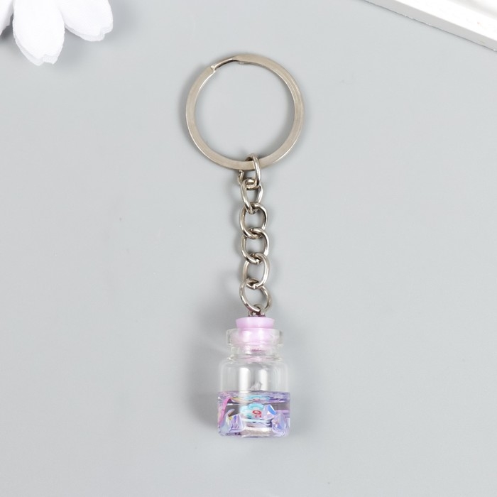 Брелок пластик  Брелок пластик "Цветочки в бутылочке" сирень 2,4х1,5х1,5 см