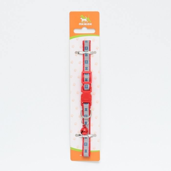 Ошейник Ошейник "Кость" светоотражающий, 31 х 1 см, красный