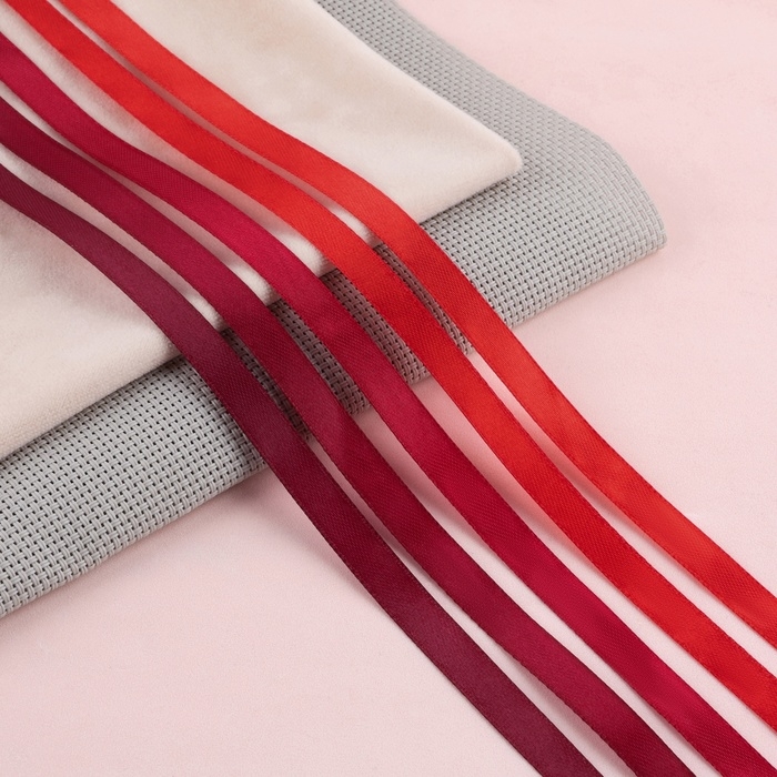 Набор атласных лент, 5 шт, размер 1 ленты: 10 мм × 23 ± 1 м, цвет красный спектр Набор атласных лент, 5 шт, размер 1 ленты: 10 мм × 23 ± 1 м, цвет красный спектр