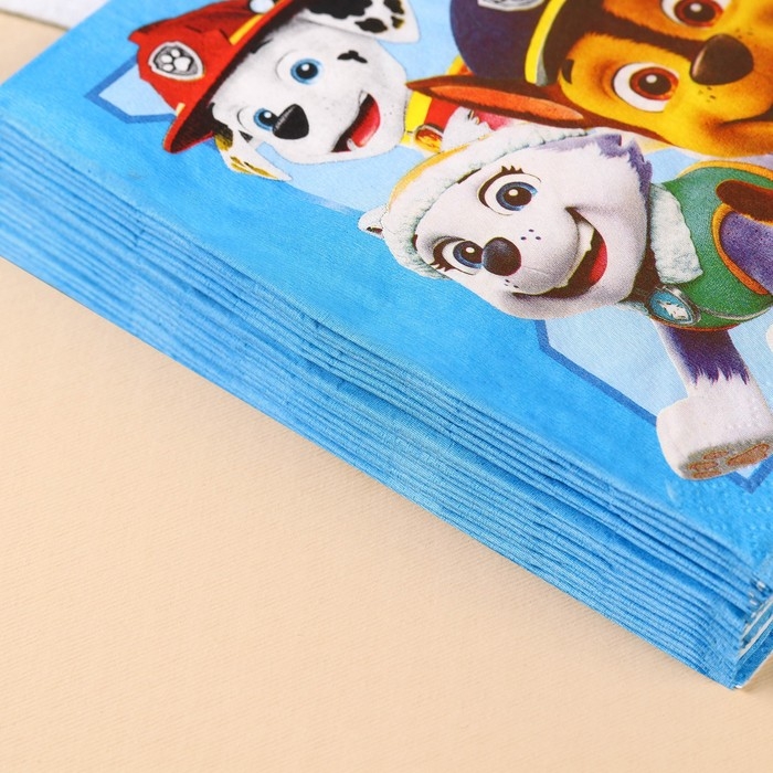 Салфетки бумажные, 33х33 см, 20 штук, 3-х слойные, Щенячий патруль Салфетки бумажные, 33х33 см, 20 штук, 3-х слойные, Щенячий патруль