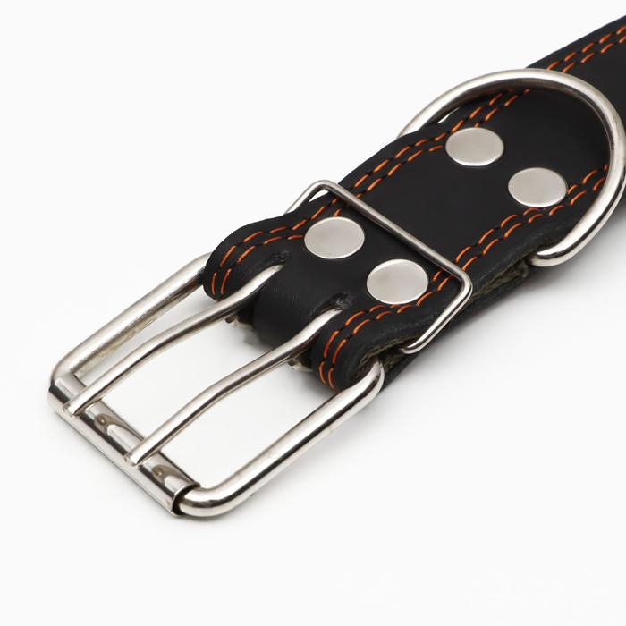 Ошейник комбинированный кожа/брезент, 83 х 4.5 см,  ОШ 50-70 см, чёрный Ошейник комбинированный кожа/брезент, 83 х 4.5 см,  ОШ 50-70 см, чёрный