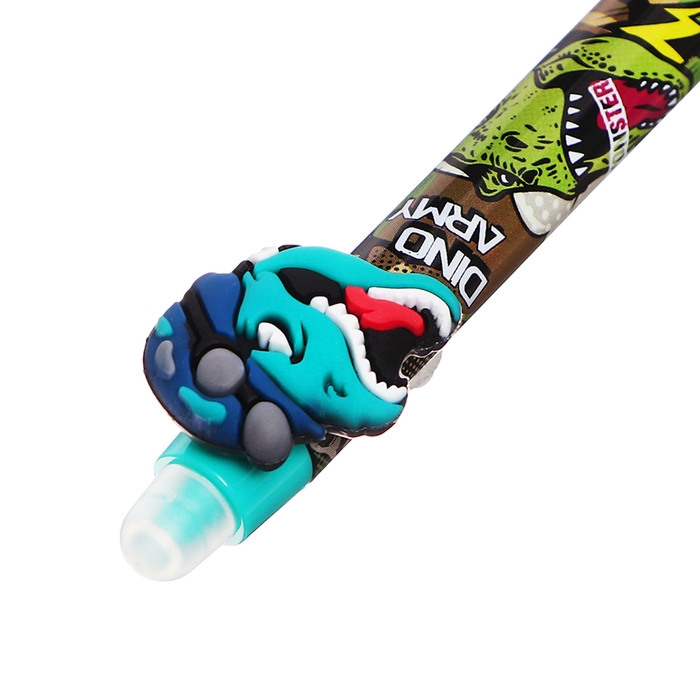 Ручка гелевая СТИРАЕМЫЕ ЧЕРНИЛА, стержень синий, 0.5 мм, автомат, корпус Динозавр МИКС Ручка гелевая СТИРАЕМЫЕ ЧЕРНИЛА, стержень синий, 0.5 мм, автомат, корпус Динозавр МИКС