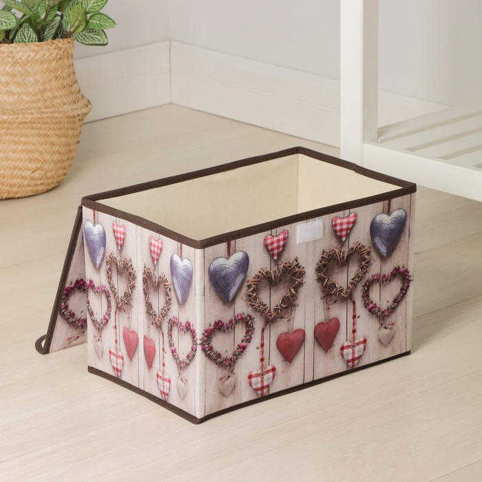 Короб стеллажный для хранения с крышкой «Сердца», 37×24×24 см Короб стеллажный для хранения с крышкой «Сердца», 37×24×24 см