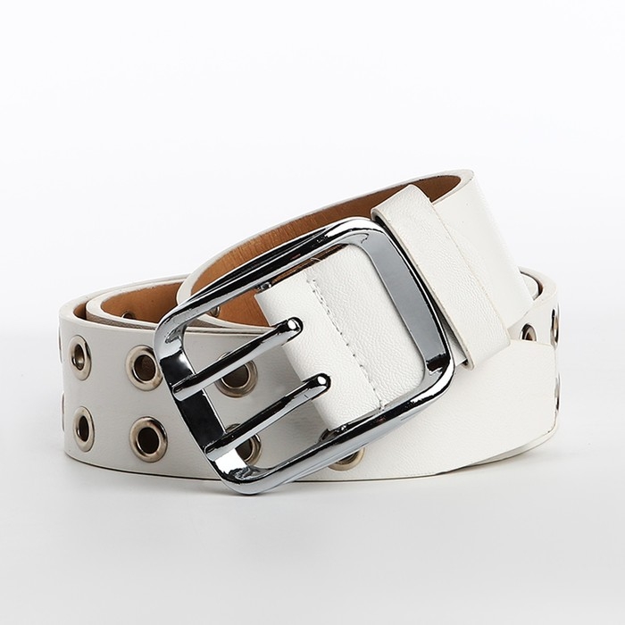 Ремень женский, ширина 4 см, люверсы, винт, пряжка металл, цвет белый Ремень женский, ширина 4 см, люверсы, винт, пряжка металл, цвет белый