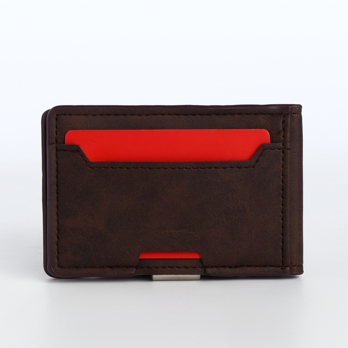 Зажим для купюр, отдел для карт, цвет коричневый Зажим для купюр, отдел для карт, цвет коричневый