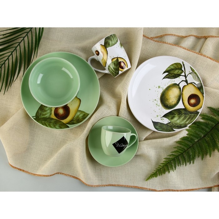 Тарелка керамическая «Авокадо», 22.5 см, цвет зелёный Тарелка керамическая «Авокадо», 22.5 см, цвет зелёный