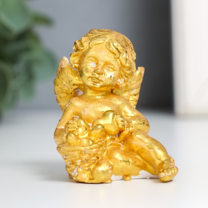 Сувенир полистоун  Сувенир полистоун "Ангел с сердцем" золото МИКС 4,5х4,5х5,7 см